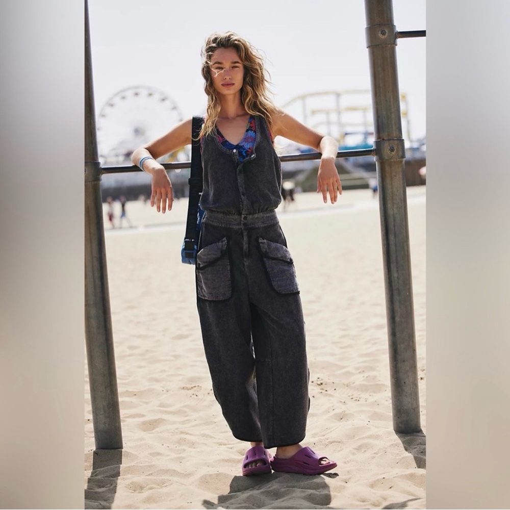 Free People Movement Timeco Barrel Jumpsuit Navy